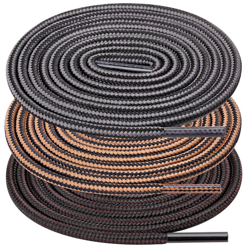 UpUGo 3 Pair Boot Shoe Laces, Round Shoelaces for Athletic Running Hiking Sneakers Shoes Boot - Image 1